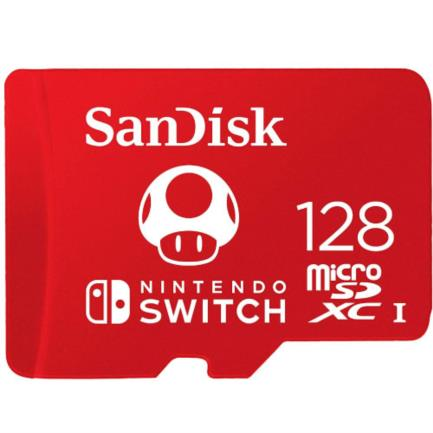 Tarjeta MicroSDXC Nintendo Switch, Capacidad 128GB, Color Rojo, SANDISK SDSQXAO-128G-GNCZN
