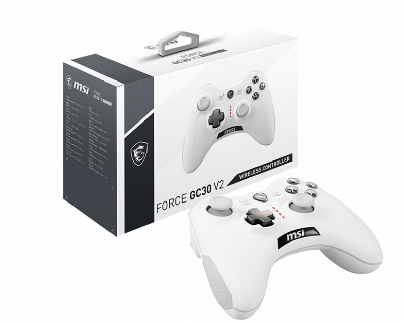 Control Gamepad Force GC30 V2, Inalámbrico, USB 2.0, Blanco, para Windows/Android, MSI FORCE GC30 V2 WHITE