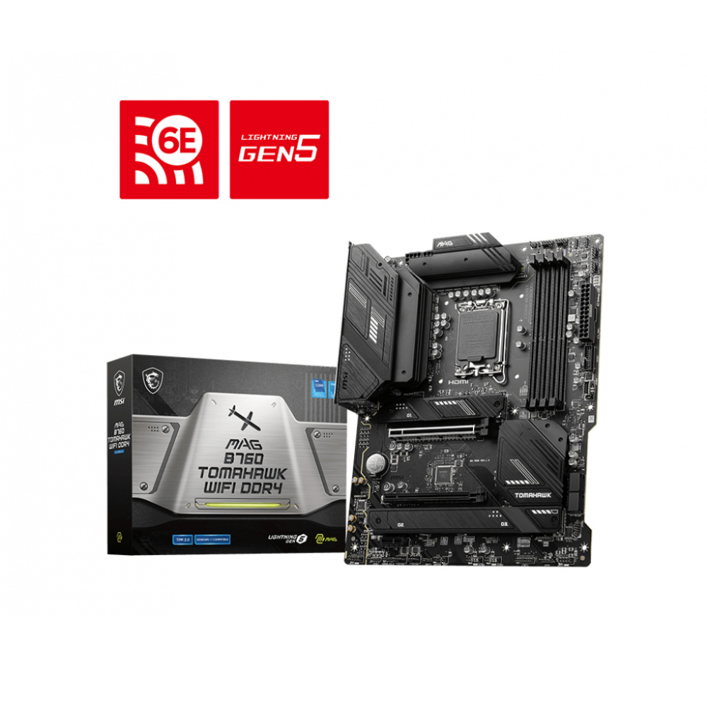 Tarjeta Madre (Mobo) ATX MAG B760 TOMAHAWK WIFI DDR4, S-1700, Soporta Intel 12va Gen, 4xDDR4, HDMI, DP, USB 2.0/3.2, MSI MAG B760 TOMAHAWK WIFI DDR4