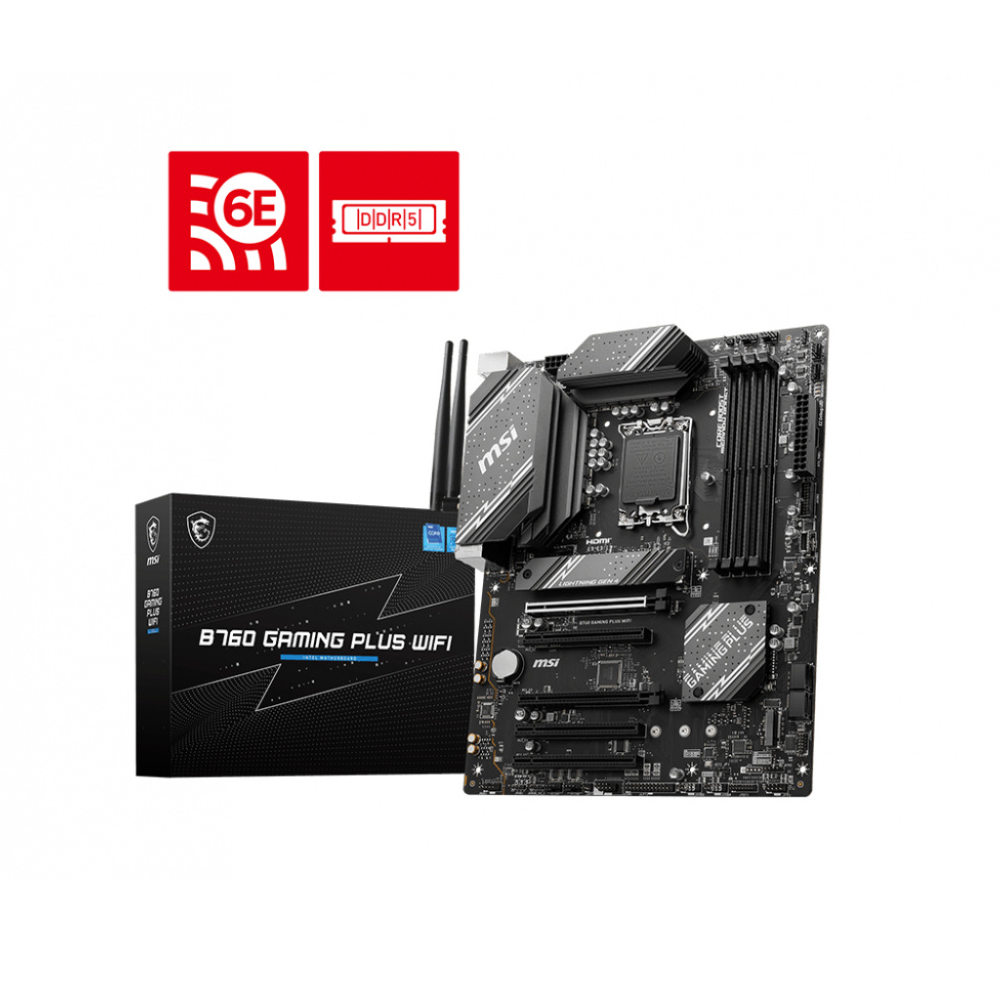 Tarjeta Madre (Mobo) ATX MAG B760 GAMING PLUS WIFI, S-1700, Soporta Intel B760, Intel 12va Gen, 4xDDR5, HDMI, DP, USB 2.0/3.2, MSI B760 GAMING PLUS WIFI