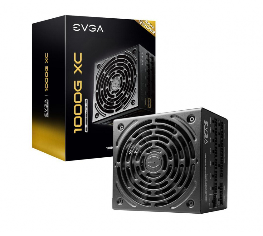 Fuente de Poder Certificada, SuperNOVA 1000G XC, Modular, 80 PLUS Gold, 24-Pin ATX, 12VHPWR, 1000W, EVGA 520-5G-1000-K1