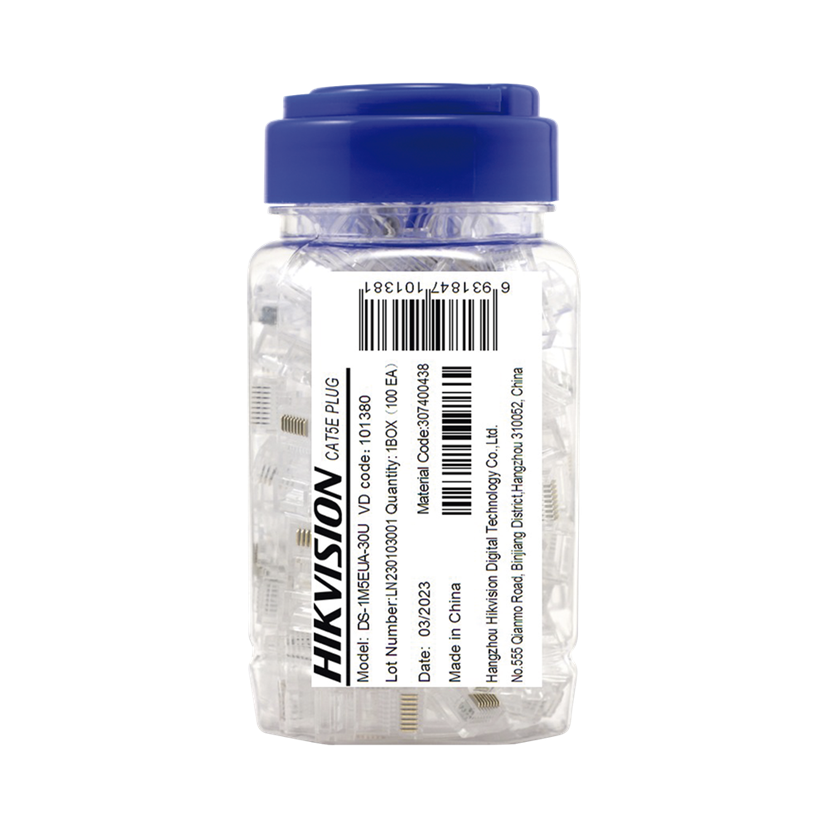 Bote con 100 Piezas, Plug Modular RJ45, Cat 6, Chapado en Oro 30 Micras, Sin Blindaje, Fácil Instalación, Uso Interior, Soporta Norma TIA-568B, Cumple con RoHS 2.0, LINKEDPRO DS-1M6UA-30U