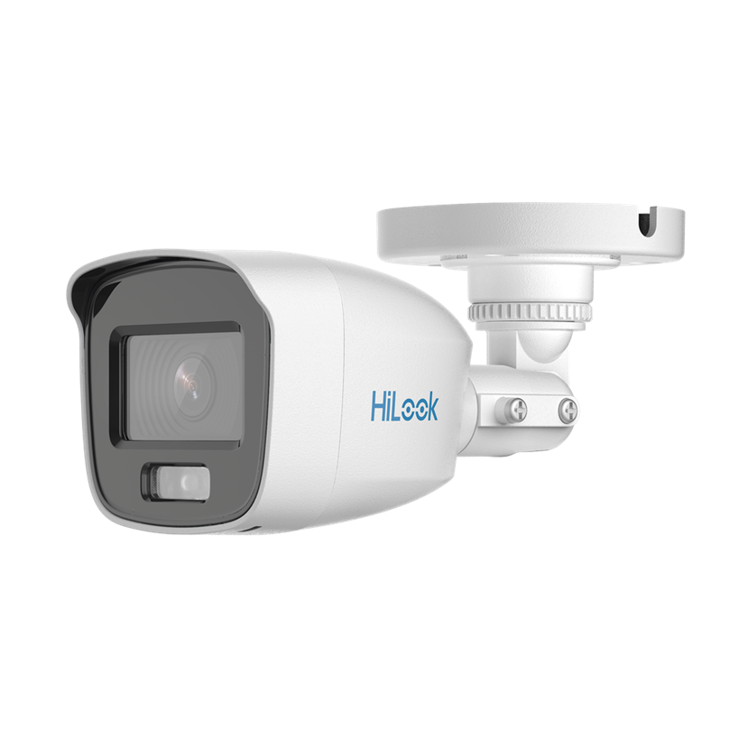 Cámara Bala (Bullet) TURBOHD 2 MP (1080p), Imagen a Color 24/7, Lente 2.8 mm, Micrófono Integrado, ColorVu Lite, Luz Blanca 20 Mts, IP66, Metálica, HILOOK THC-B129-MS