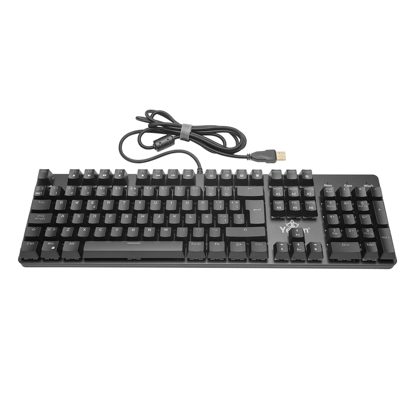 Teclado Gamer Mecánico Yeyian Kusari RGB, Alámbrico, USB, Color Negro, Distribución Español, Switch Brown, QIAN YKM-ERGB-03