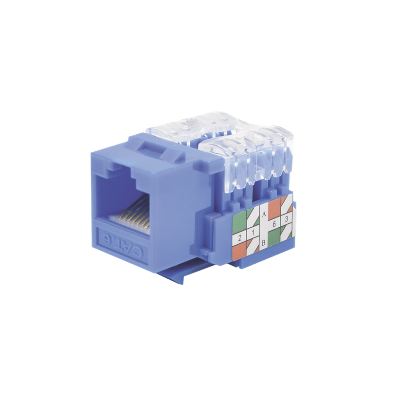 Módulo Jack Keystone Cat6 con Terminación 110 (Punchdown) para Faceplate, Color Azul, LINKEDPRO LP-KJ-601-BU