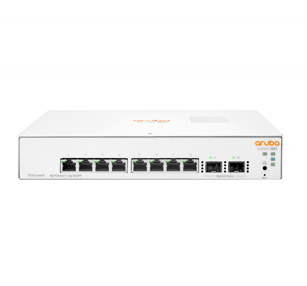 Switch Aruba Instant On 1930, Gigabit Ethernet, 8 Puertos 10/100/1000Mbps + 2 Puertos SFP+, 20 Gbit/s, 8000 Entradas - Administrable, HPE JL680A