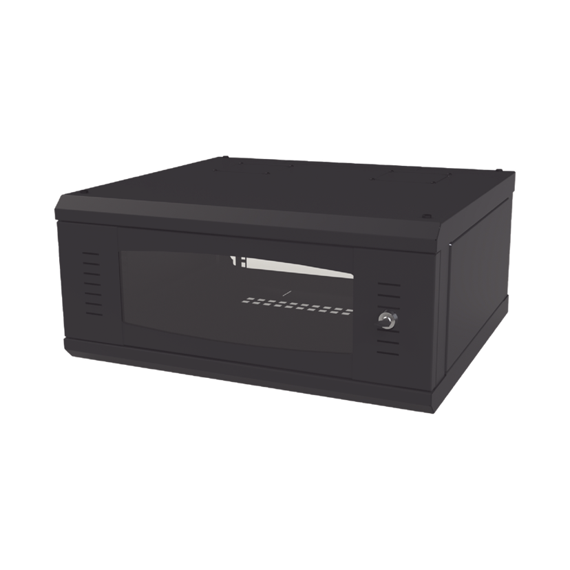 Gabinete de Montaje en Pared, Con Puerta de Cristal, Cuerpo Fijo con Rack, de 19in, 4UR (Unidades de Rack), Color Negro, LINKEDPRO SR-1904-GFP