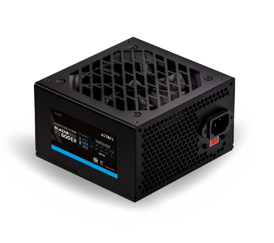 Fuente de Poder Blazar Evo FT600E, 20+4 pin ATX, 120mm, 600W, Color Negro, ACTECK ES-05003E