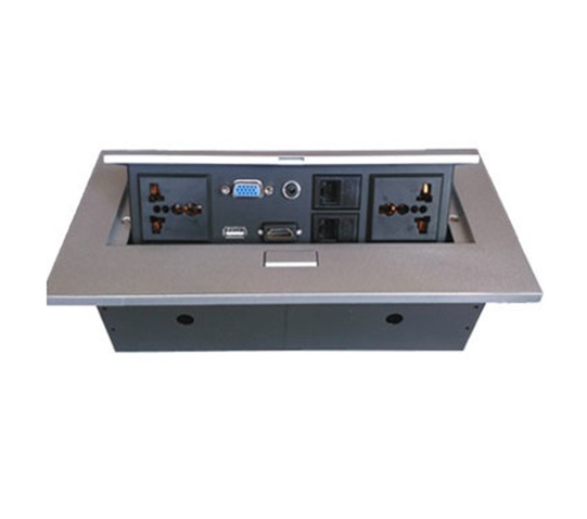 Caja para Mesa, Puertos HDMI, VGA, USB 2.0, 3.5mm, RJ-45, Color Plata/Negro, BROBOTIX 005514