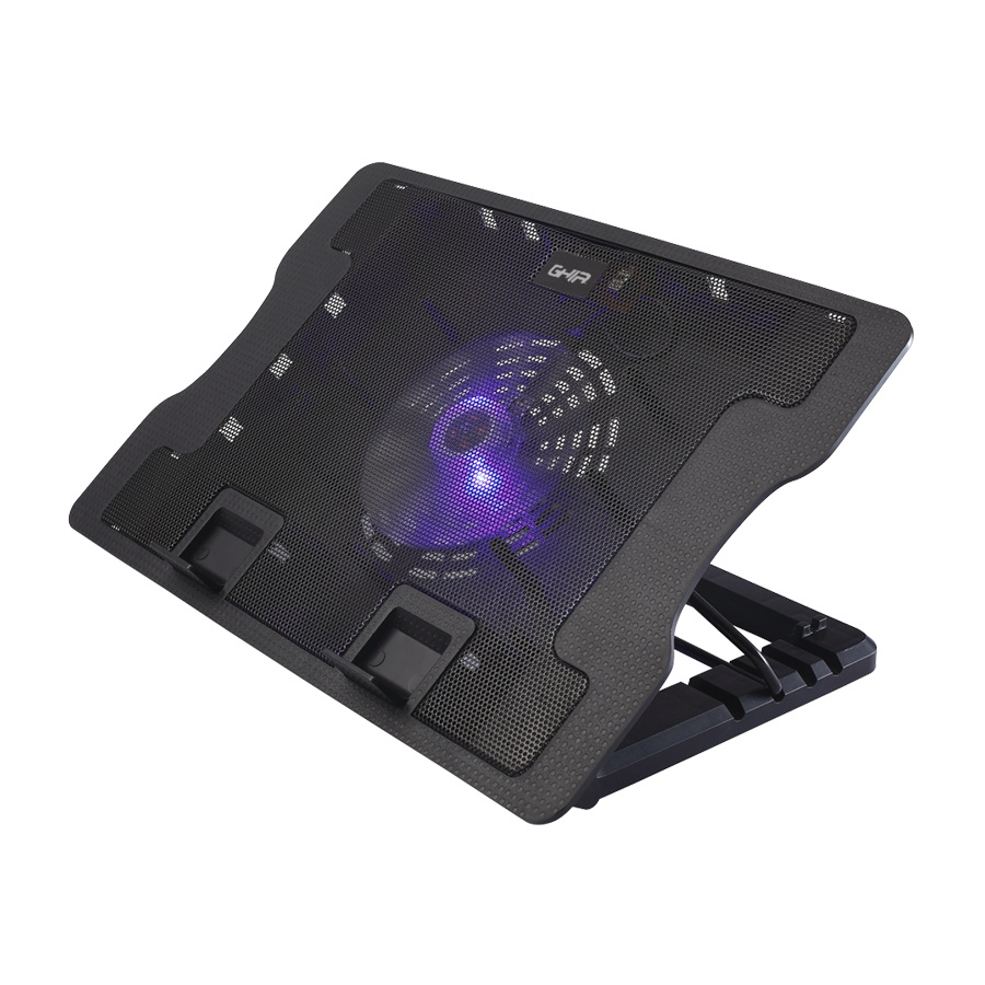 Base Enfriadora para Laptop de 12" a 18", con 1 Ventilador, Luz LED, Color Negro, GHIA GAC-226