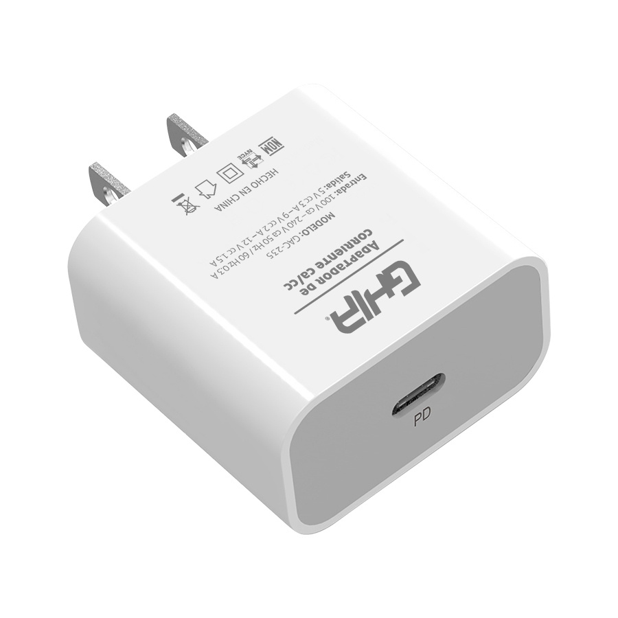 Cargador de Pared, Carga Rápida, 18W, 1x USB-C, Color Blanco, GHIA GAC-235