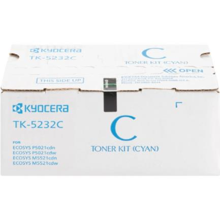 Cartucho de Tóner Original Modelo TK-5232C, Alta Capacidad 2.2K Páginas, Color Cian, KYOCERA 1T02R9CUSV