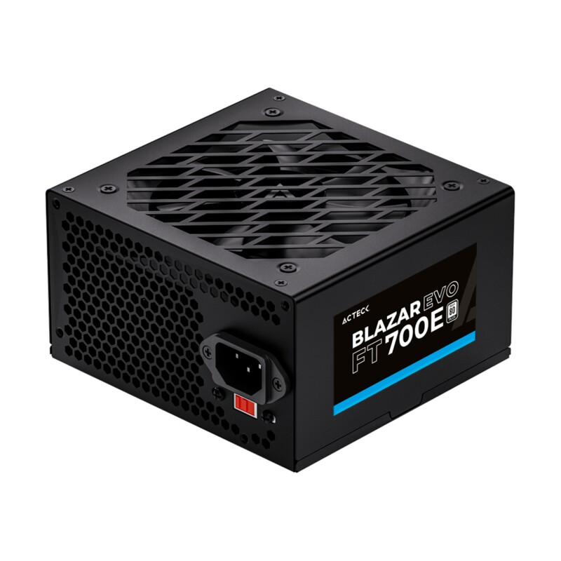 Fuente de Poder Blazar Evo FT700E, ATX 700W, 1x20+4 Pin + 1xEps 4+ Pin 4 + 2xPcie 6+2 Pin + 3xSata + 2xMolex 4 Pin, Color Negro, ACTECK ES-05004E