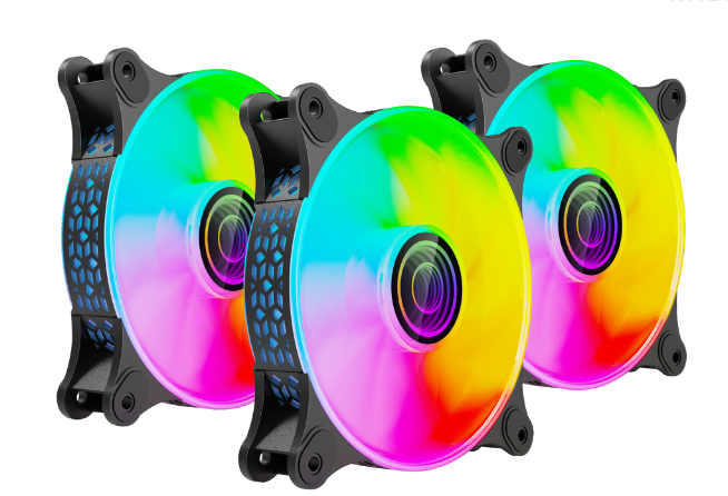 Kit de 3 Ventiladores, ARGB, 120mm, Color Negro, NACEB NA-0962