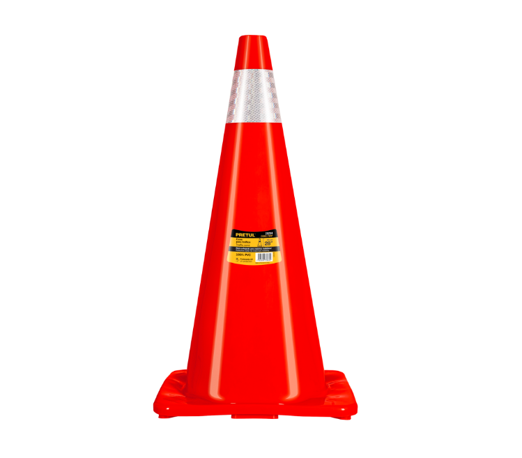 Cono de Precaución PRETUL, de 70 cm de PVC con Reflejante, TRUPER CONO-70RP
