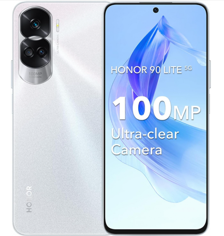 Smartphone Honor 90 LITE, CPU Dimensity 6020, RAM 8GB, ROM 256GB, LED Multi Touch 6.7" FHD+, BT, Wi-Fi, 5G, Cámara Ppal 100MP+5MP+2MP/16MP, Android 13, Color Plata, HONOR 90 LITE-8+256-PLATA