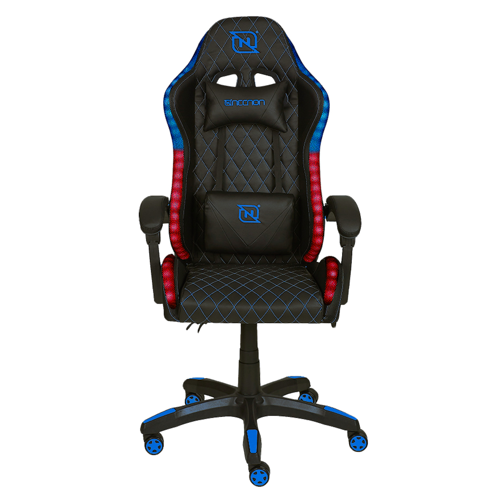 Silla Gamer RAMPAGE, RGB, Hasta 150KG, Color Negro/Azul, NECNON NBSGR122RG