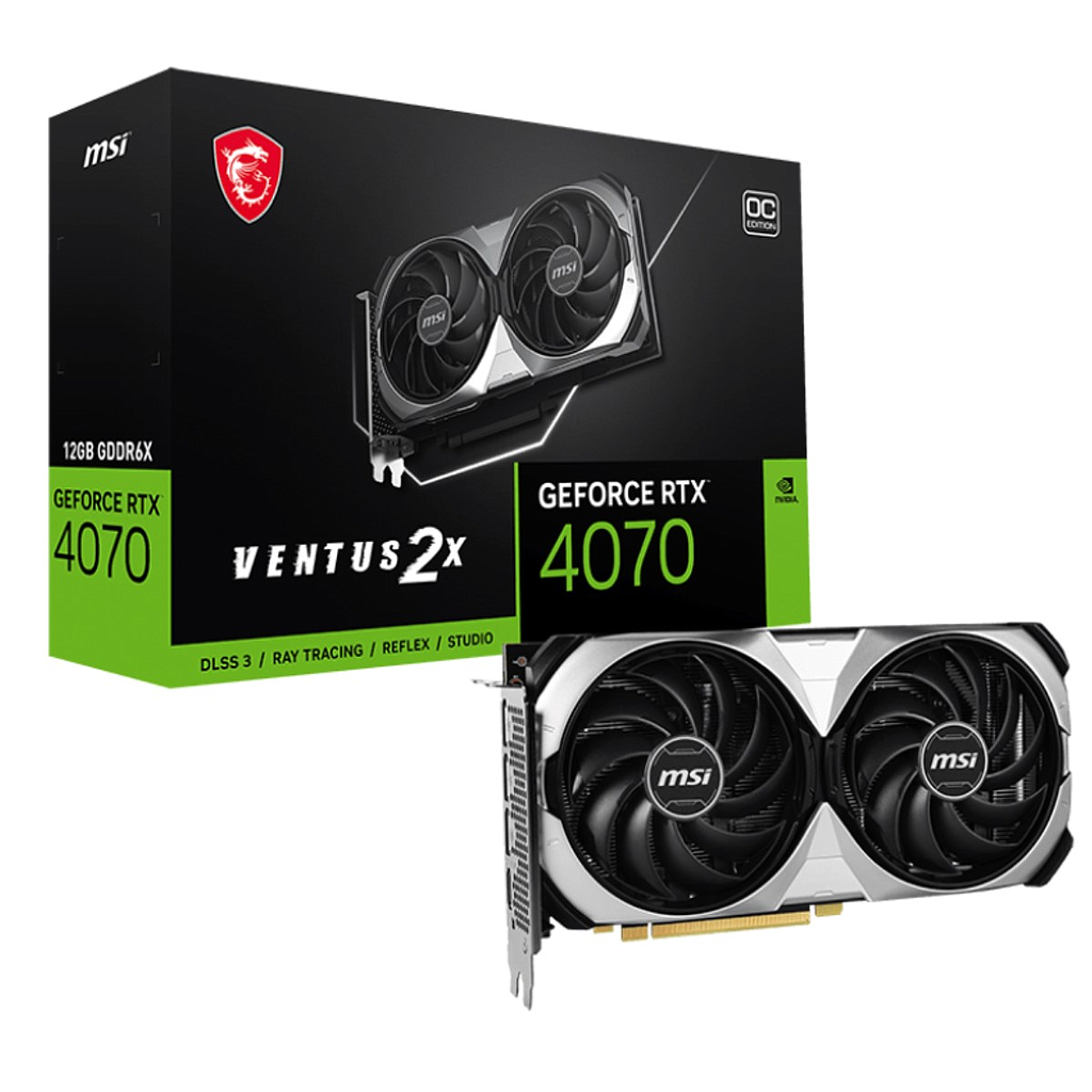 Tarjeta de Video NVIDIA GeForce RTX 4070 OC, 12GB GDDR6X, 1xHDMI, 3xDP, PCI Exp 4.0, MSI RTX 4070 VENTUS 2X 12G OC