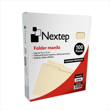 Folder Tamaño Carta, Color Manila, Caja con 100 Piezas, NEXTEP NE-010
