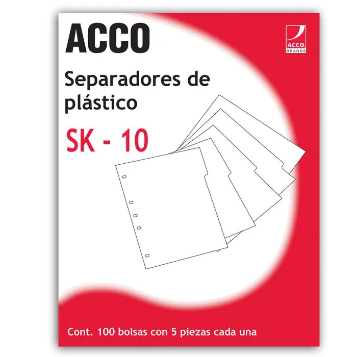 Separador Wilson Jones, SK-10 Plástico, Tamaño Carta, 5 Divisiones, Colores Surtidos, ACCO P0560
