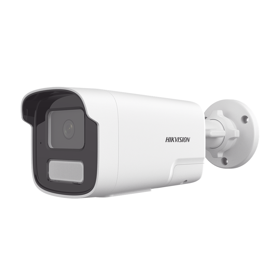 Cámara Bala (Bullet) IP 4 MP, ACUSENSE Lite, Lente 4 mm, Micrófono Integrado, Luz Blanca 50Mts, IR 50 Mts, Exterior IP67, WDR 120 dB, PoE, HIKVISION DS-2CD1T43G2-LIUF