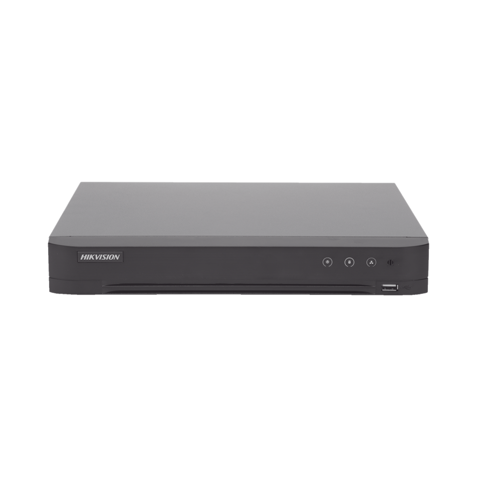 DVR 8 Canales TurboHD + 4 Canales IP, 5 MP - 3K Lite, Acusense, Audio por Coaxitrón, 1 Bahía HDD, H.265+, Salida de Video Full HD, HIKVISION IDS-7208HQHI-M1/S(C)