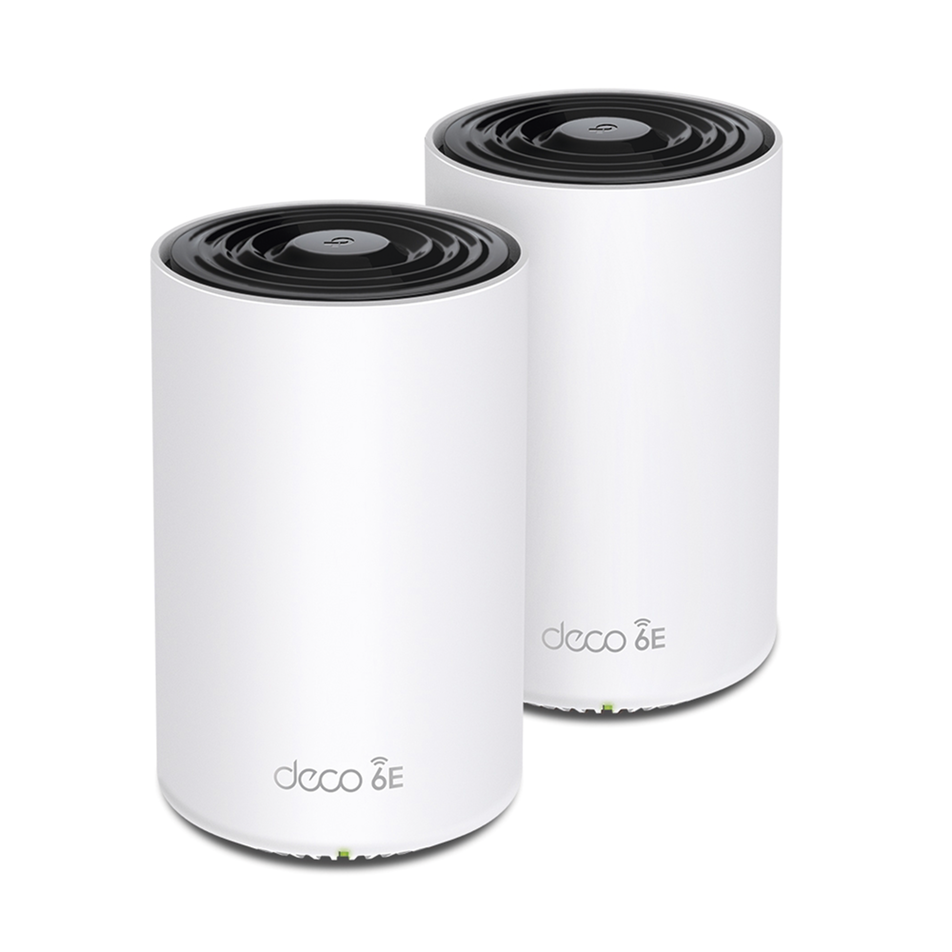 Kit 2 Routers Inalámbricos MESH Interior para Hogar, Triple Banda Wi-Fi 6E AX5400 Mbps, 3 Puertos Gigabit WAN/LAN, 4 Antenas Internas, TP-LINK DECO XE75 (2 PACK)