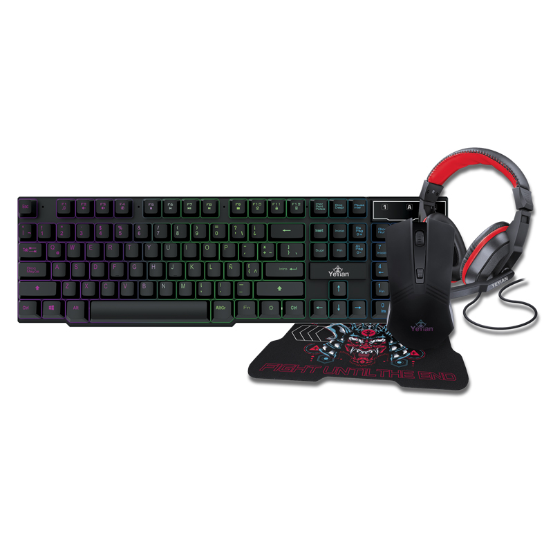 Kit Gamer YEYIAN LED Combo HYDRA S2000, Teclado, Ratón (Mouse), Audífonos, MousePad, QIAN YKH-20707