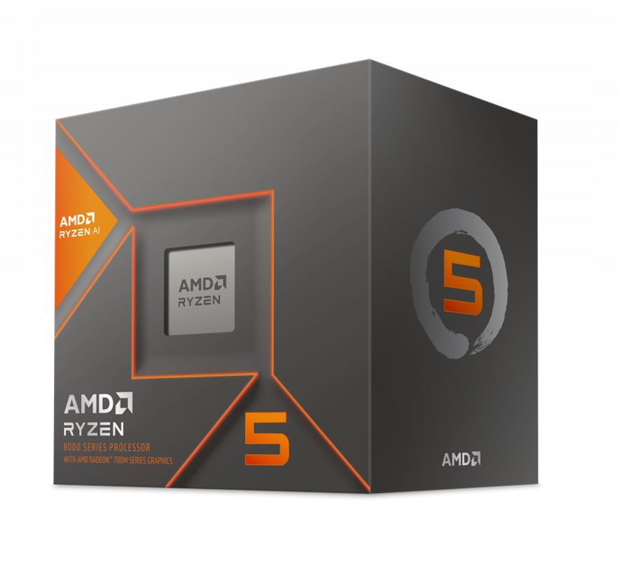Procesador (CPU) Ryzen 5 8600G de 8va Generación, 4.3 GHz (hasta 5.0 GHz) con Gráficos Radeon 760M, Socket AM5, Caché 16MB, Six-Core, Ryzen AI, PCIe 4.0, 65W, AMD 100-100001237BOX