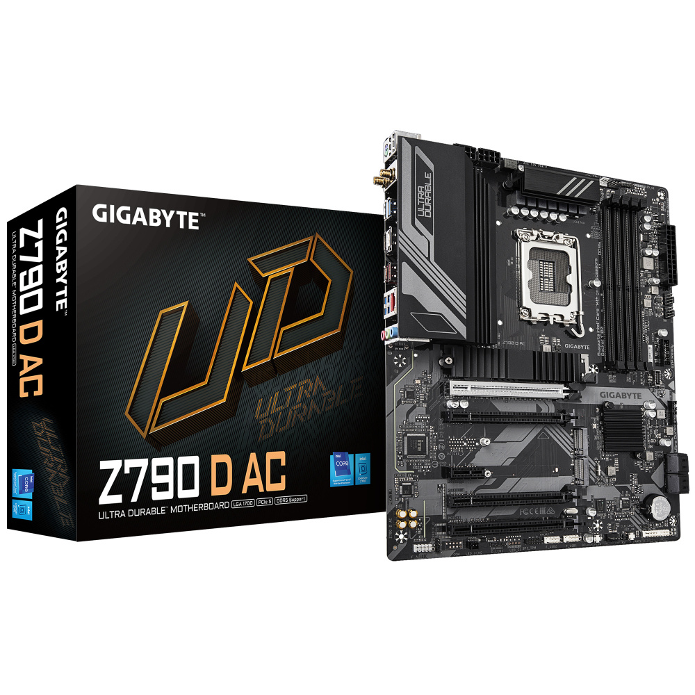 Tarjeta Madre (Mobo) ATX Z790 D AC, Socket LGA 1700 (14va, 13va y 12va Gen), 4xDDR5 256GB MAX, HD Audio, LAN Gigabit, USB 3.2, SATA 3.0, mATX, GIGABYTE Z790 D AC