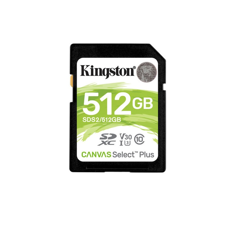 Tarjeta de Memoria SDHC, Modelo Canvas Select Plus, Capacidad 512GB, Clase 10, KINGSTON SDS2/512GB