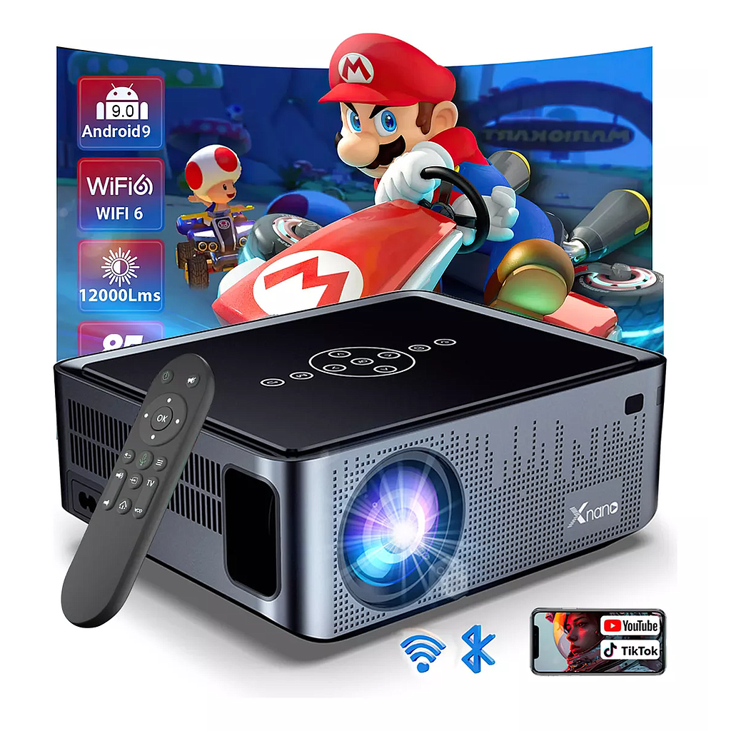 Proyector Multimedia, Resolución Full HD (1920 X 1080) / HDMI / USB / Bluetooth / Wi-Fi, Proyeccion Ajustable (60" - 400"), Color Gris Oscuro, XNANO X1-PRO