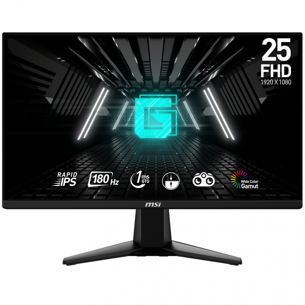 Monitor Gamer, LCD 24.5", Full HD, 180Hz, HDMI / DP, Color Negro, MSI G255F