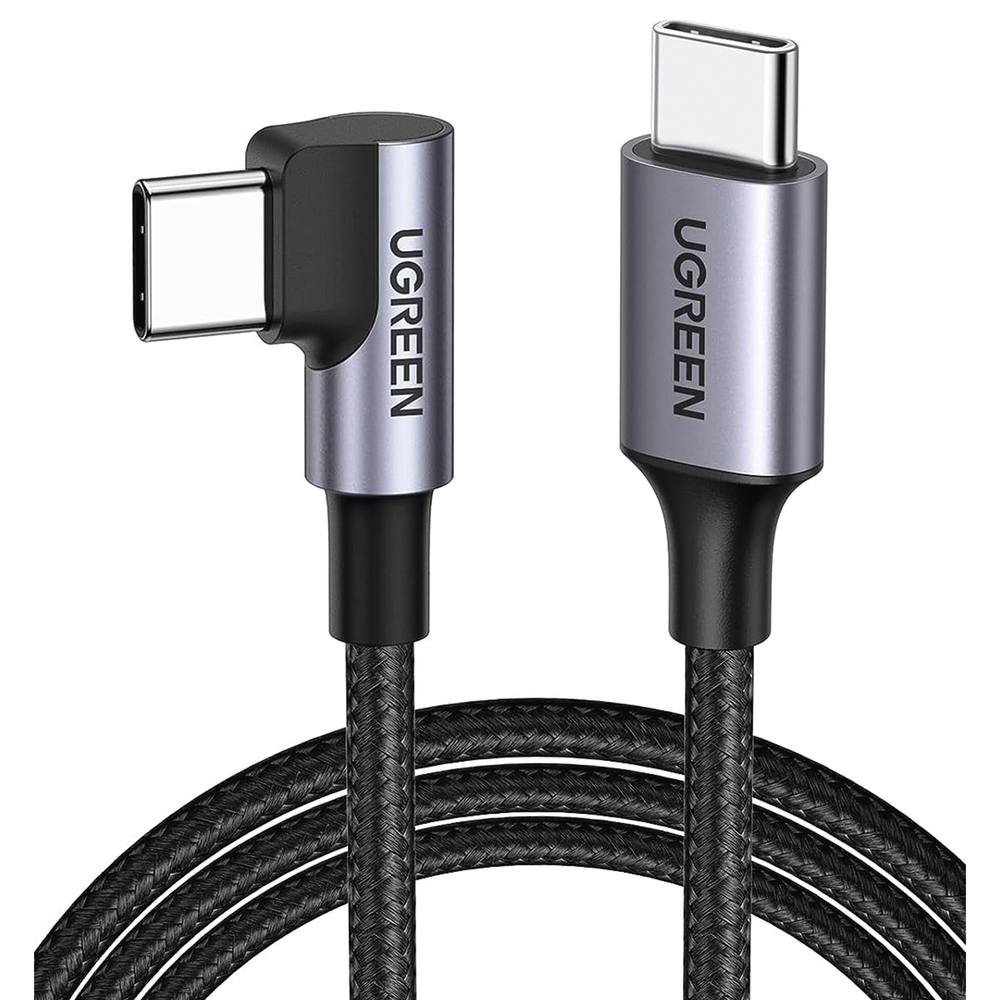 Cable USB 3.0 Tipo C, Macho a Macho, 1 Metro, Angulo Recto de 90°, Carga Rápida de Hasta 60w, Caja de Aluminio, UGREEN 50123