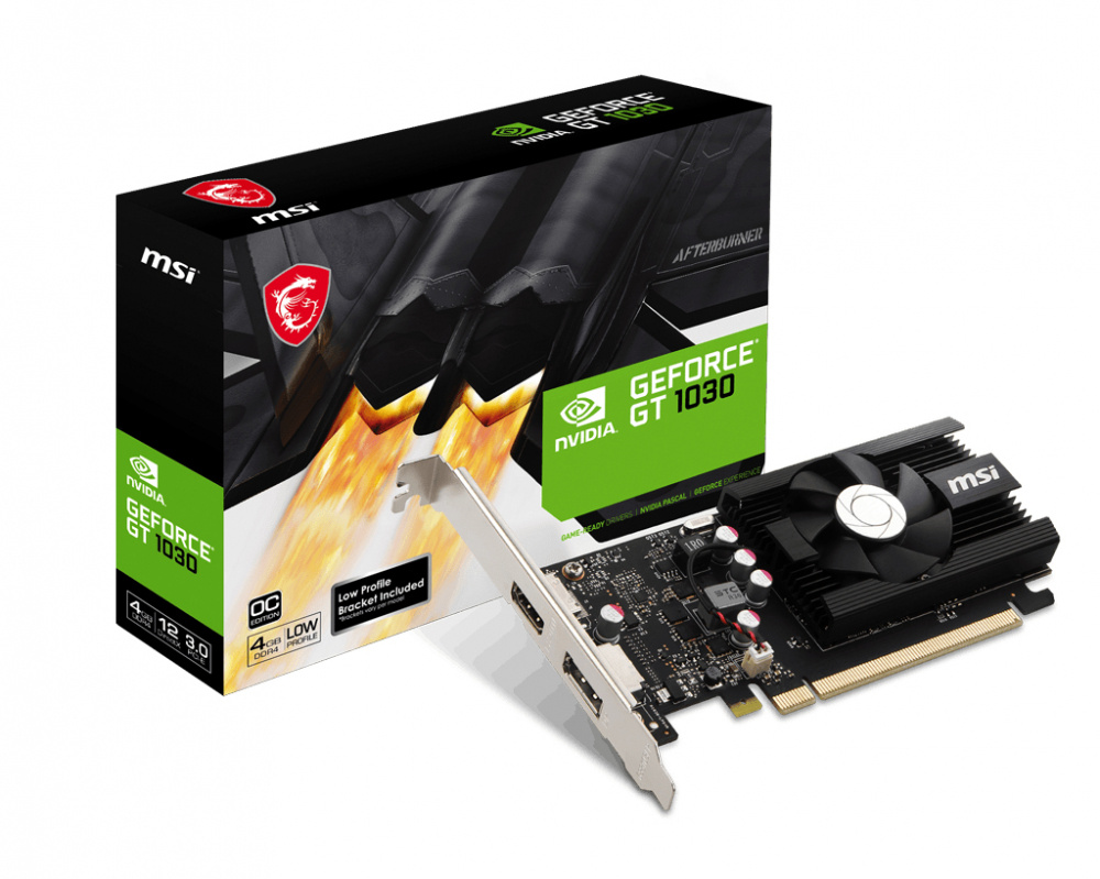 Tarjeta de Video NVIDIA GeForce GT 1030, 4GB DDR4 LP OC, 1xHDMI, 1xDP, Low Profile, MSI GEFORCE GT1030 4GD4 LP OC