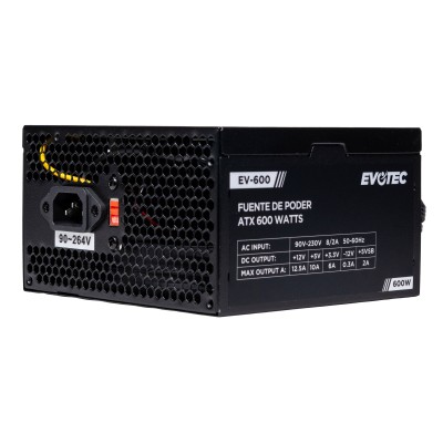 Fuente de Poder EVOTEC, ATX 600W, 1x20+4 Pin, Color Negro, NACEB EV-600
