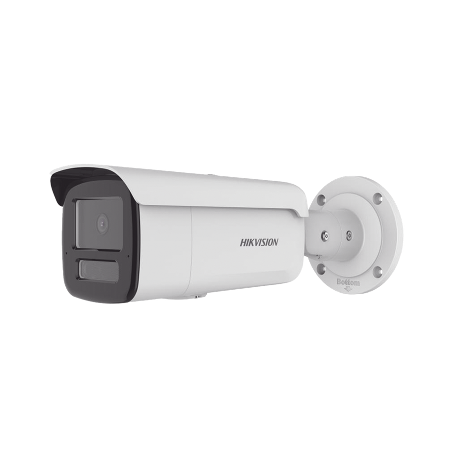 Cámara Bala (Bullet) IP 6 MP, Lente 4 mm, 80 mts Luz Blanca + 80 mts IR, ACUSENSE, Exterior IP67, IK10, WDR 120 dB, PoE, ONVIF, Micro SD, Metal, ACUSEARCH, HIKVISION DS-2CD2T63G2-4LI2U