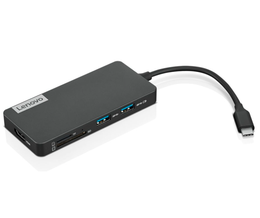 Docking Station USB-C, 1x USB-C, 2xUSB 3.0, 1x HDMI, TF/SD, Color Negro, LENOVO 4X90V55523