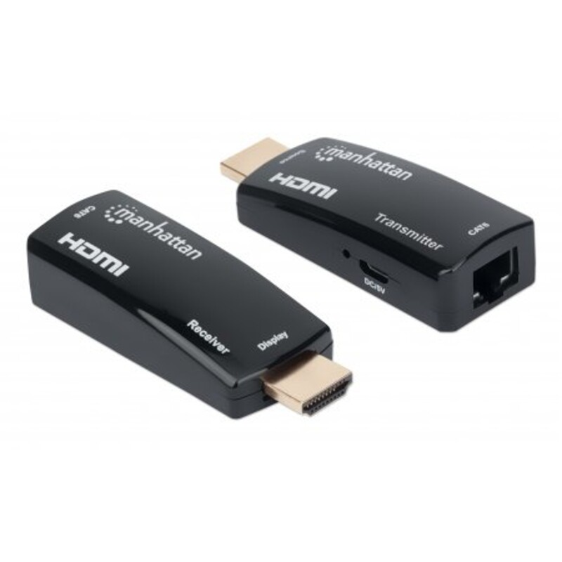 Kit Extensor de Video Compacto de HDMI sobre Ethernet, Cat6, Hasta 60m, Color Negro, MANHATTAN 207539