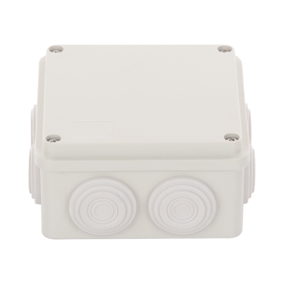 Caja Derivación-Conexión de Plástico (100x100x54 mm), 7 Glándulas de Goma, para Instalaciones Comerciales, Residenciales e Industriales, Incluye Tornillería para su Tapa, PRECISION PST-1010-ER