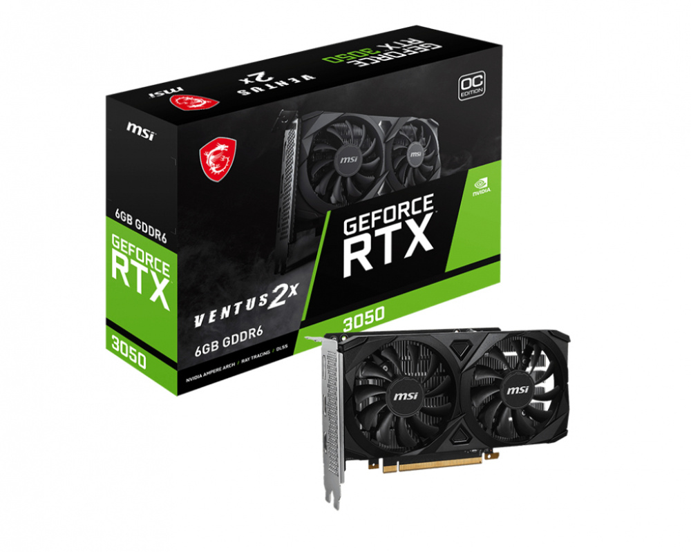 Tarjeta de Video NVIDIA GeForce RTX 3050 VENTUS OC, 6GB GDDR6X, 1xHDMI, 3xDP, PCI Exp 4.0, MSI RTX 3050 VENTUS 2X 6G OC