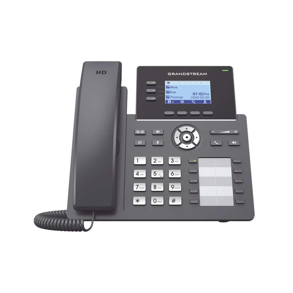 Teléfono IP Grado Operador, 3 Líneas SIP con 6 cuentas, 10 Botones BLF, Puertos Gigabit, Codec Opus, IPV4/IPV6 con Gestión en la Nube GDMS, GRANDSTREAM GRP2604