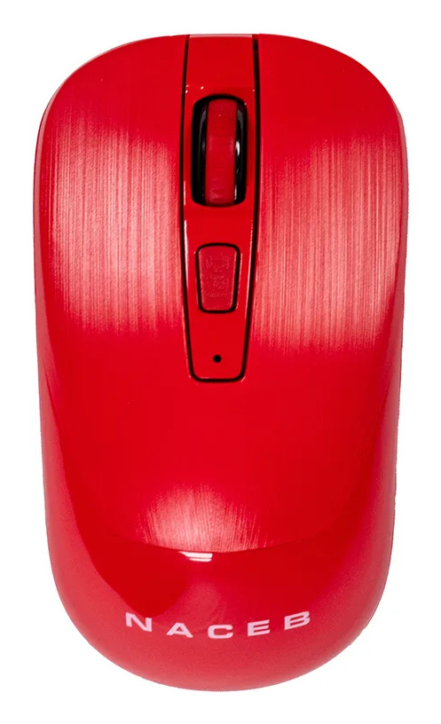 Ratón (Mouse) Inalámbrico 2.4G, Hasta 1600 DPI, Color Rojo, NACEB NA-0137R