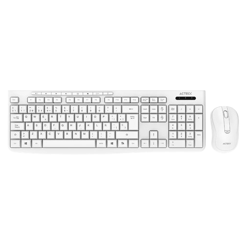 Kit de Teclado y Ratón (Mouse) Creator Prime MK225, Español, Inalámbrico (USB), Color Blanco, ACTECK AC-941785