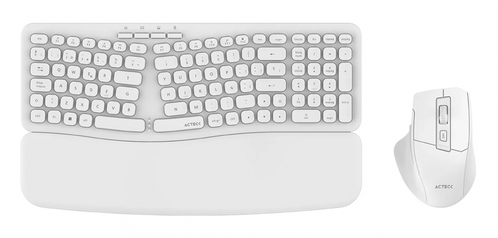 Kit de Teclado y Ratón (Mouse) Modelo Creator Ultra Confort MK650, Español, RF Inalámbricos (USB), Color Blanco, ACTECK AC-939874