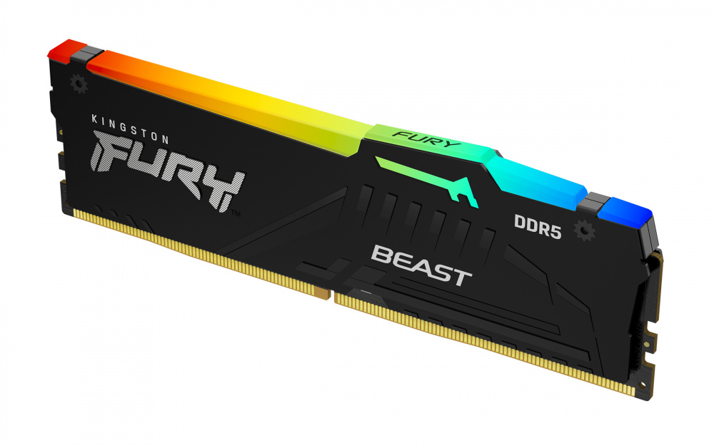 Memoria RAM U-DIMM FURY Beast RGB, DDR5 6000MHz, 16GB, Non-ECC, CL36, XMP, KINGSTON KF560C36BBE2A-16