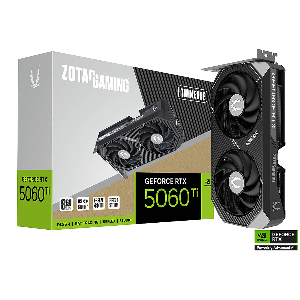 Tarjeta de Video NVIDIA GeForce RTX 5060Ti, 8G GDDR7, 128-bit, 1xHDMI, 3xDP, PCI Exp x8 5.0, ZOTAC ZT-B50610E-10M