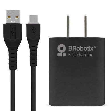 Cargador de Pared USB A/Cable, Tipo USB A a C, Carga Rápida, Negro, 5V, 1 Puerto USB 3.0, BROBOTIX 6001561