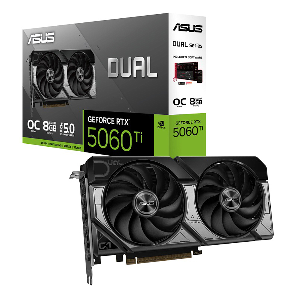 Tarjeta de Video NVIDIA GeForce RTX 5060Ti Dual, 8G GDDR7, 128-bit, 1xHDMI, 3xDP, PCI Exp 5.0, ASUS DUAL-RTX5060TI-O8G