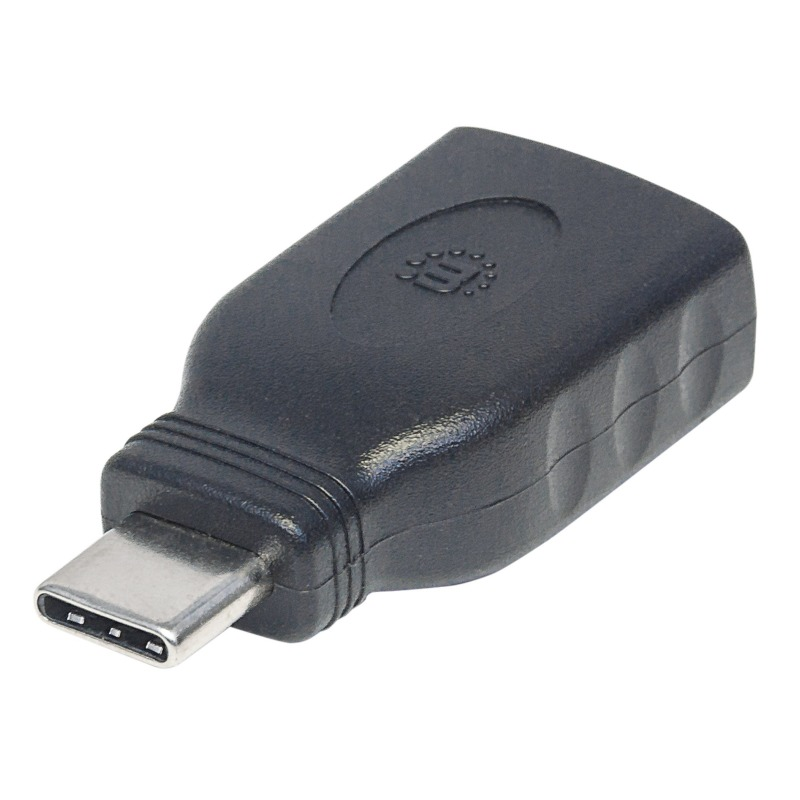 Adaptador USB-C 3.1 Gen 1 Macho a USB A 3.1 Hembra, 5 Gbps, Color Negro, MANHATTAN 354646